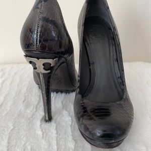 Tory Burch snake print platform high heels